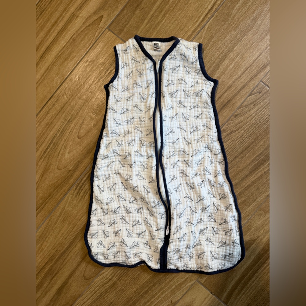 HB Sleeveless White and Blue Baby Sleep Sack
